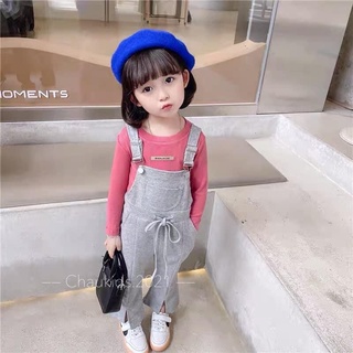 Set yếm xám kèm áo bé gái