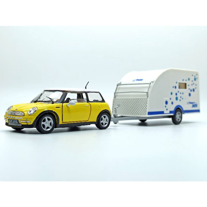 Mô hình xe Mini Cooper và mooc