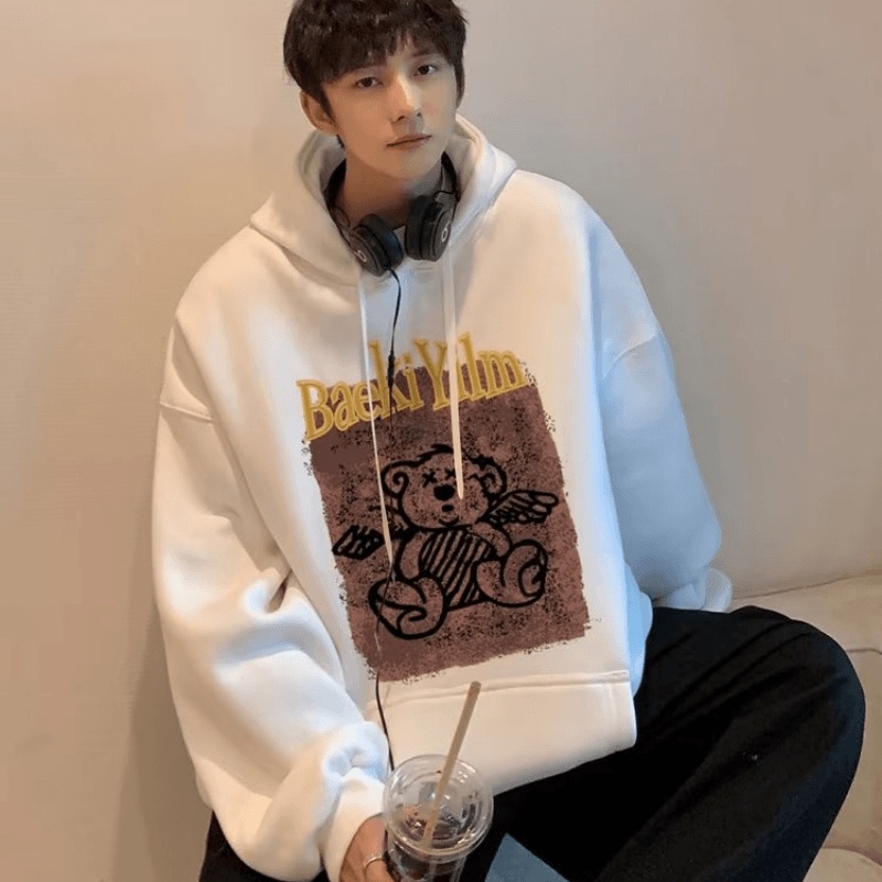 Áo hoodie Cỡ Lớn In Họa Tiết Hoạt Hình Phong Cách Hip Hop Đường Phố Hàn Quốc Chất Lượng Cao Cho Nam Và Nữ