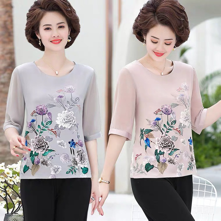 chất liệu lụa quảng châu cao cấp cổ tròn tay voan, lịch sự sang trọng