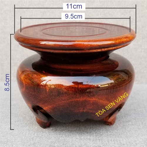 Đế Gỗ - Đế Gỗ 3 Chân - Cao 8cm đến 8.5cm - Đường kính 11cm, lọt lòng trong 9.5cm