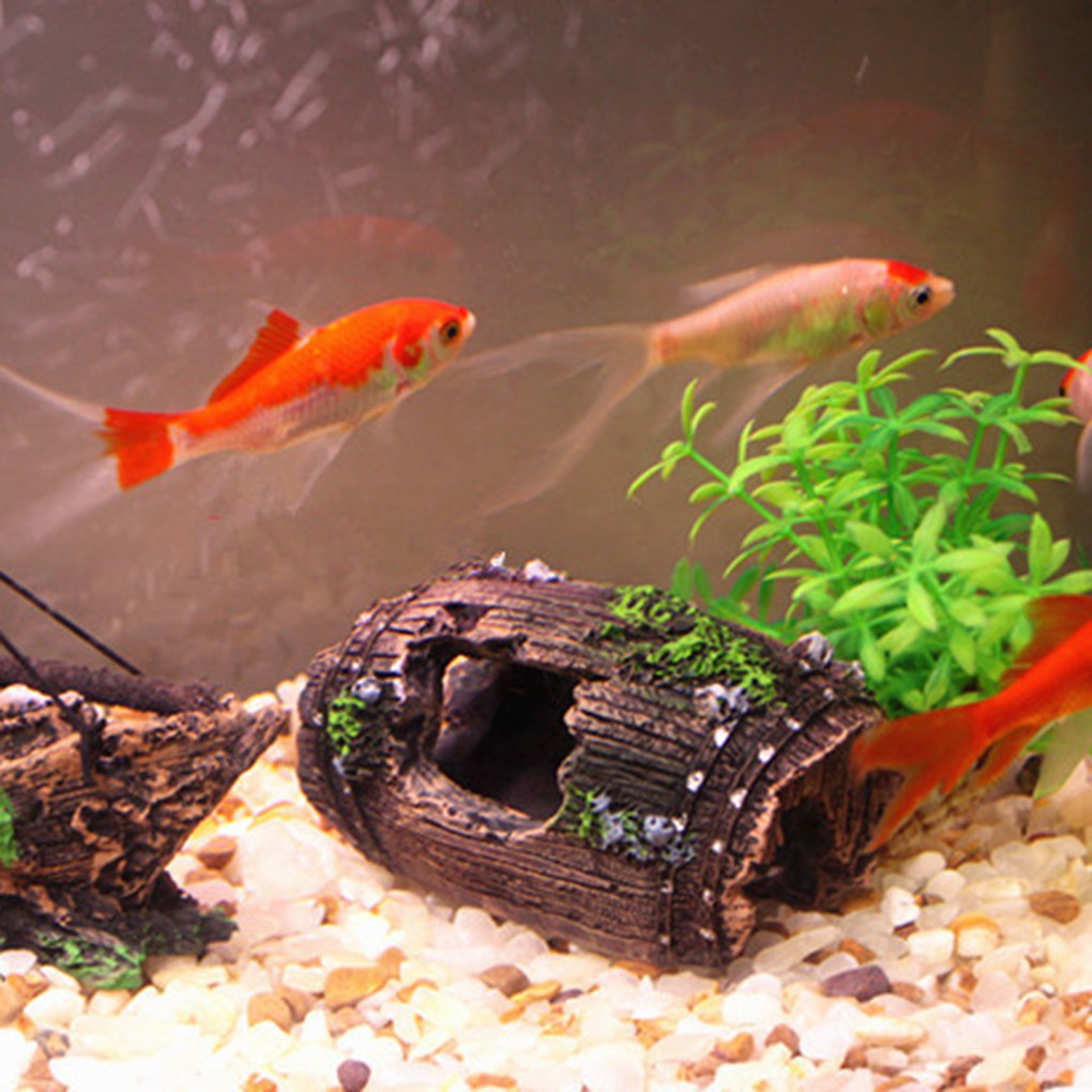 Đồ trang trí hồ cá hình thùng rượu