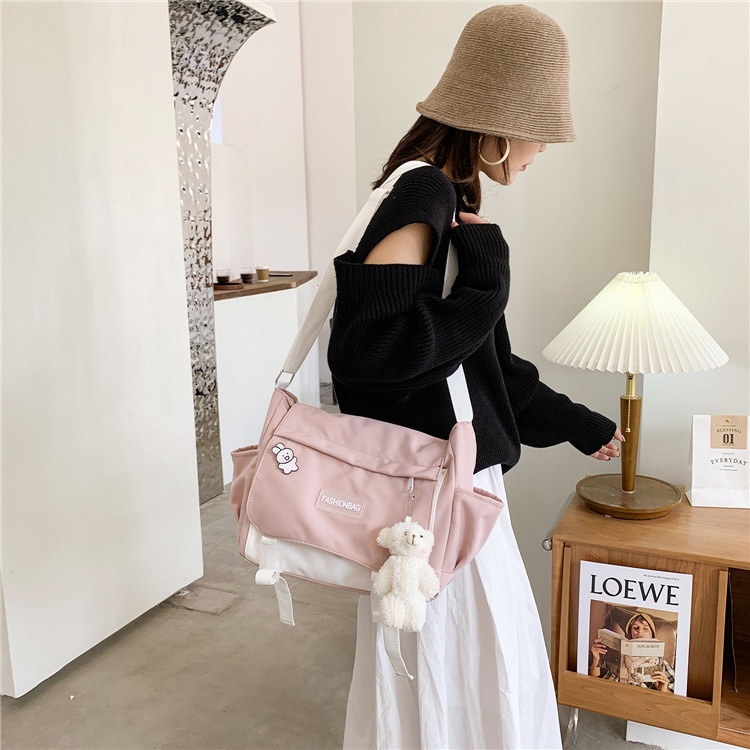 Túi đeo chéo đi học nữ CHEN, tui tote bag vải canvas đựng sách vở a4 laptop phong cách unisex TX10