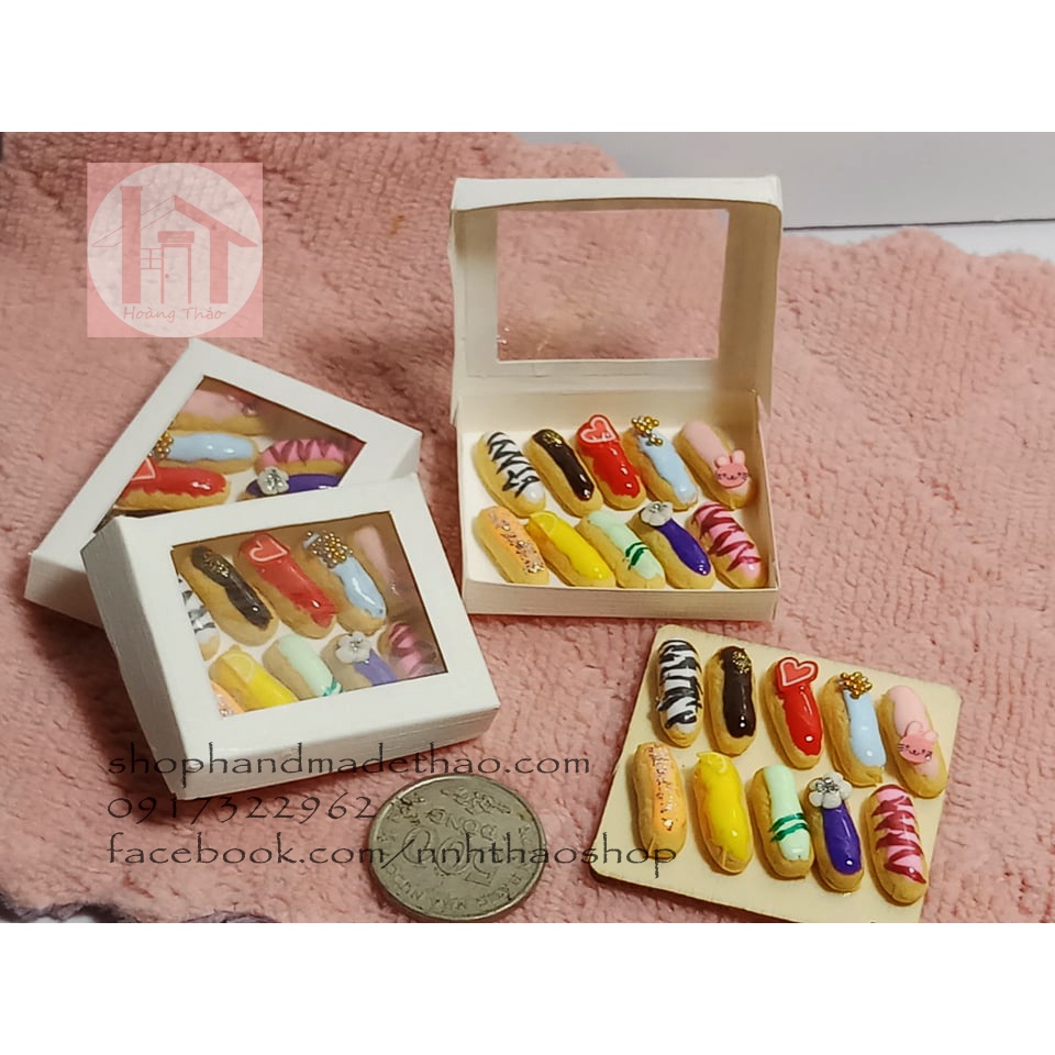 Minifood trang trí mô hình_ Hộp/ Khay bánh su kem (tỷ lệ 1/6 1/12)