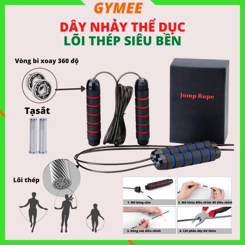 Dây Nhảy Thể Dục Thể Lực Cao Cấp GYMEE Lõi Thép Chịu Lực Rèn Thể Lực Tại Nhà Độ Bền Cao Đốt Cháy Mỡ Thừa