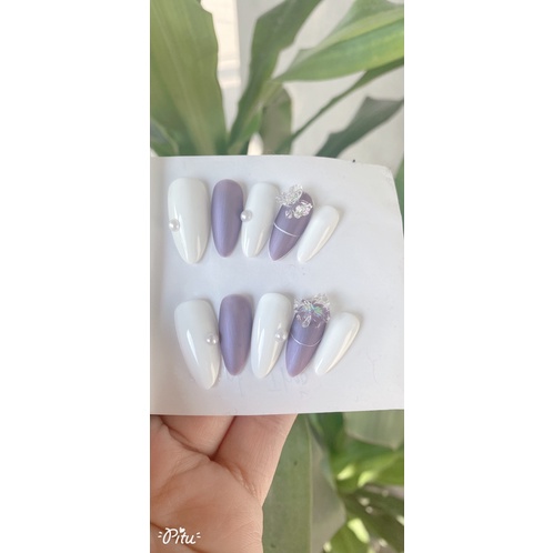 NAIL BOX GIÁ RẺ. SET 10MÓNG UP MỸ GẮN CHARM NƠ