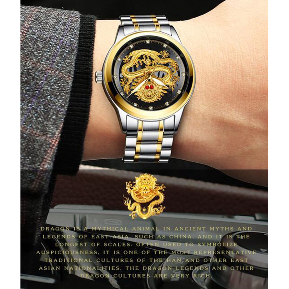 Đồng hồ quartz chống thấm nước mạ vàng kiểu con rồng | BigBuy360 - bigbuy360.vn