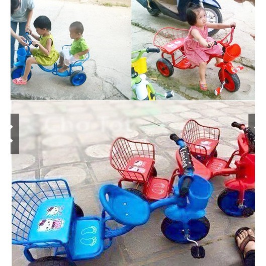 Xe đạp đôi 2 ghế cho bé (xích lô kéo 3 bánh có bàn đạp)