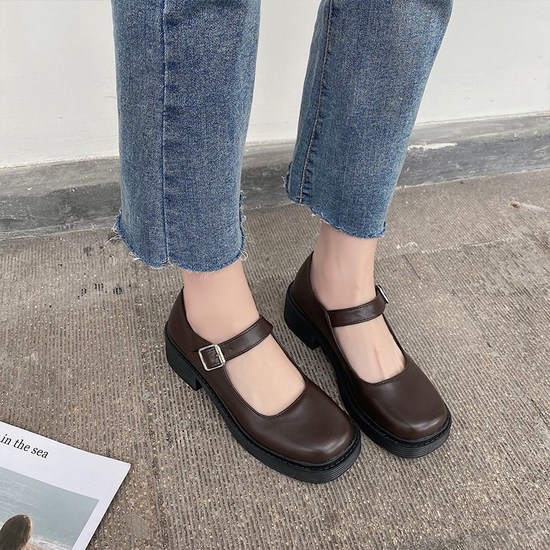 Giày da công chúa thời trang xuân thu phong cách Retro cho nữ 2021