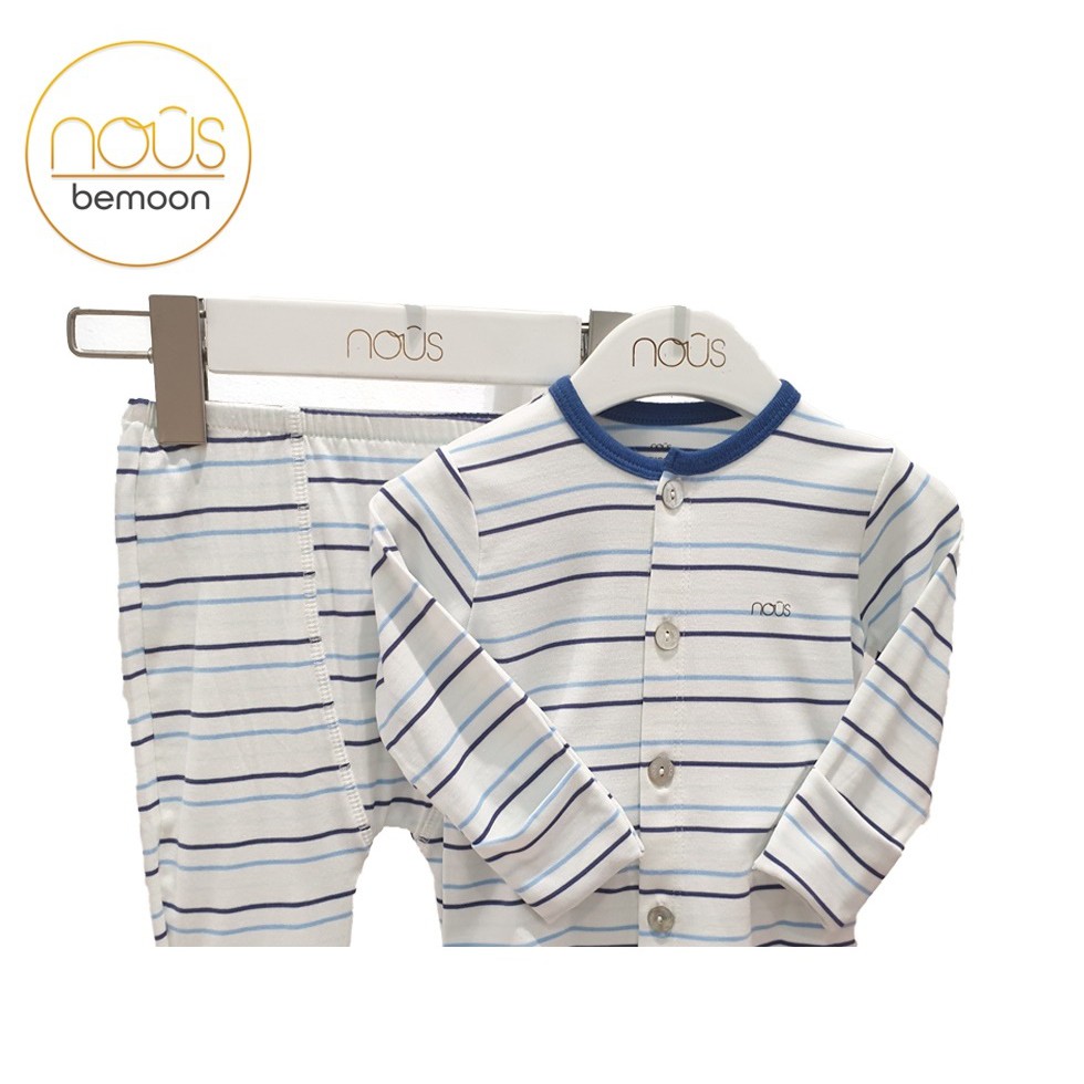 Bộ cài thẳng newborn Nous pettit kẻ xanh navy