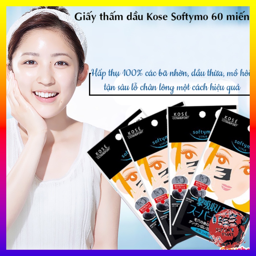 Giấy thấm dầu Softymo than hoạt tính 60 tờ - Thấm hút