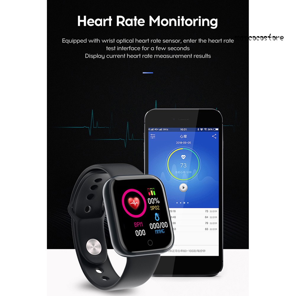 🇻🇳🔥Top sale🔥Mancocostore Y68 Waterproof Heart Rate Blood Pressure Monitor Smart Bracelet for iOS Android