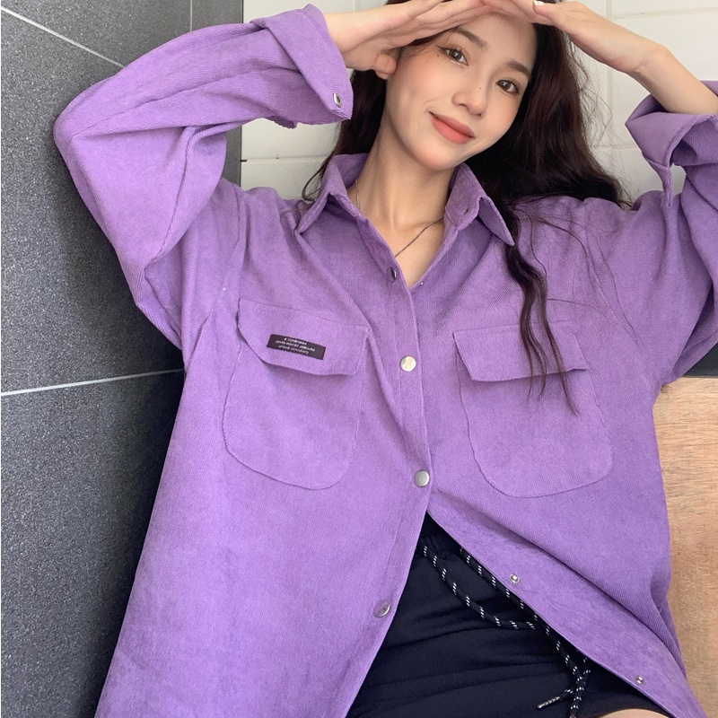 SUXI Áo Sơ Mi Tay Dài Màu Sắc Trơn Phong Cách Hàn Quốc Cổ Điển Thời Trang Mùa Thu Cho Nữ