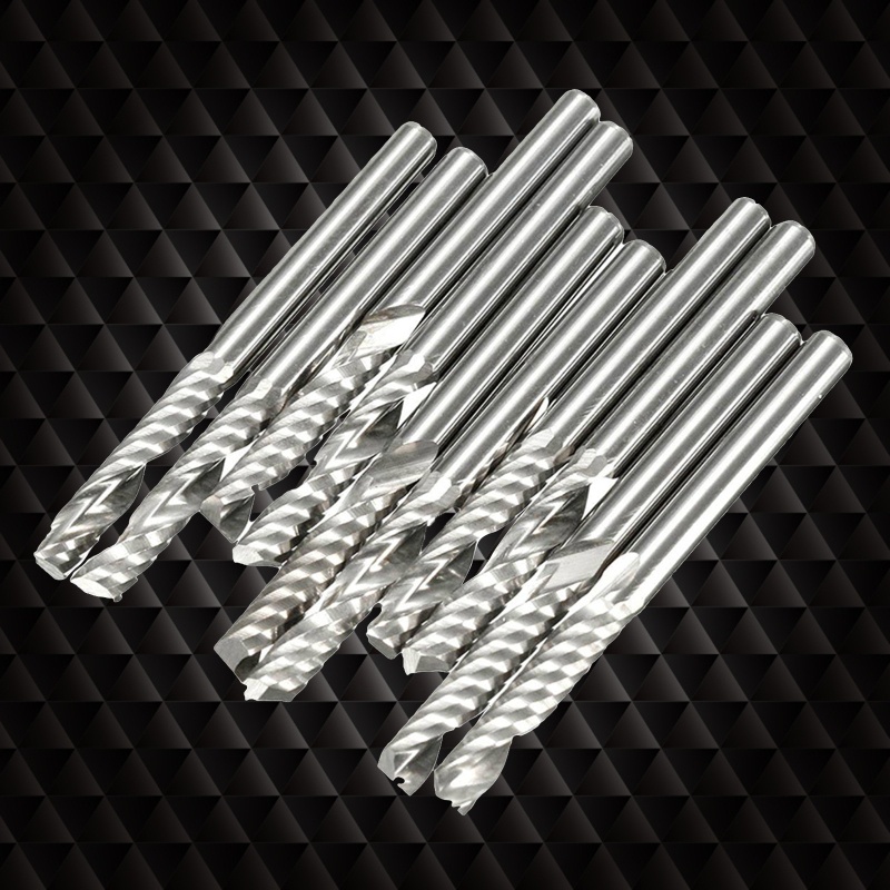 Set 10 Mũi Khoan Xoắn Ốc 3 175mm CNC Dành Cho Máy Phay Khắc