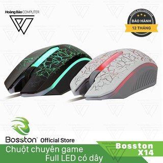 Chuột chuyên game Full led có dây Bosston X14 led đa màu (Đen) - Chính hãng