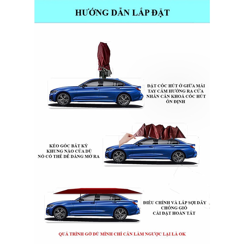 Ô che xe ô tô thông minh, ô bạt che nắng mưa xe hơi, cách nhiệt, chống nắng, chống tia UV, phiên bản 4.2m và 4.6m