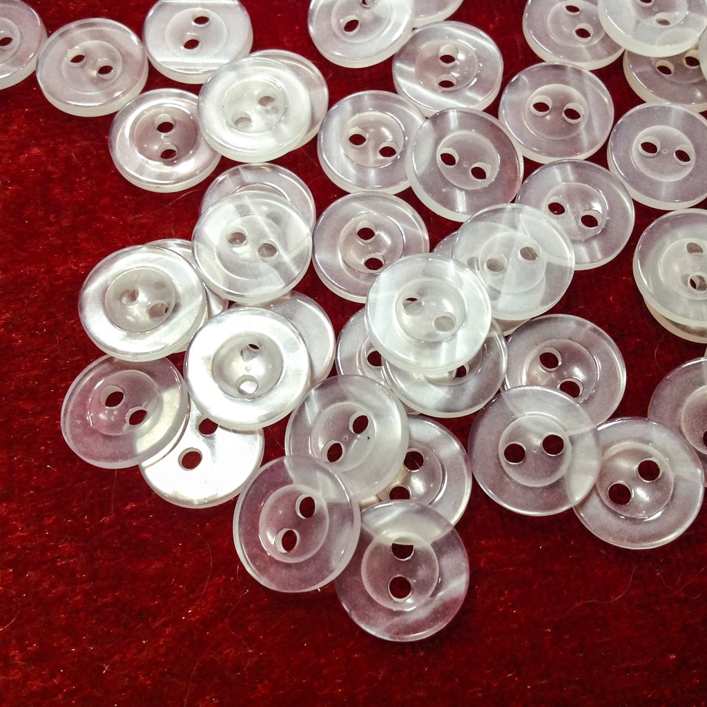 5 Cúc áo sơ mi nút khuy trắng tròn ánh xà cừ kim tuyến sáng bóng