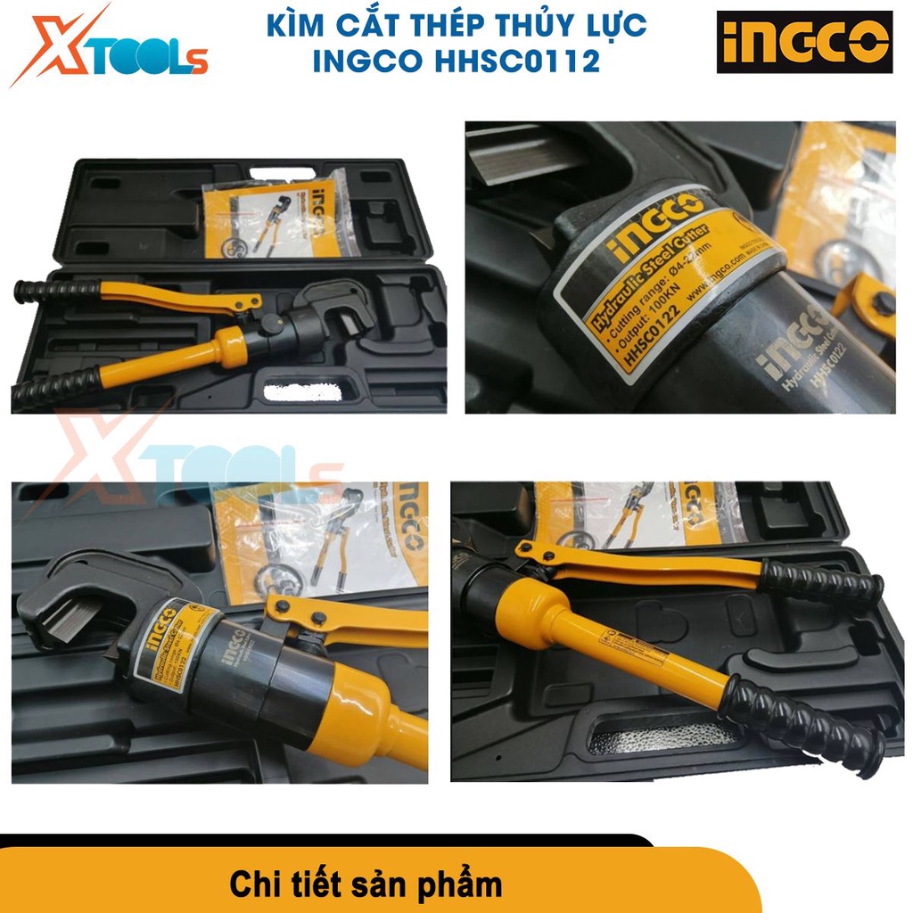 Kìm cắt uốn thép thủy lực INGCO HHSC0122 phạm vi cắt 4-22mm, lực cắt 100KN, chiều dài 340mm [chính hãng][xtools]