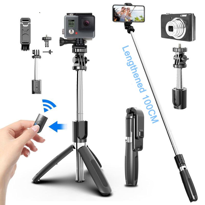 4 In1 Bluetooth không dây Selfie Stick Chân máy có thể gập lại & Monepads phổ biến cho điện thoại thông minh và máy ảnh hành động thể thao | BigBuy360 - bigbuy360.vn