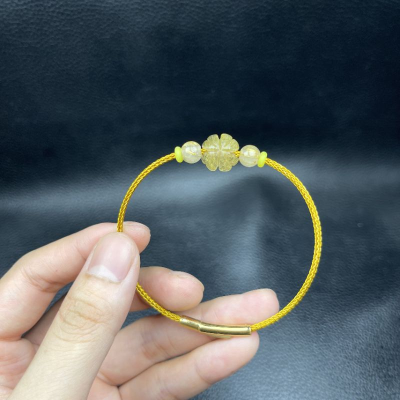 Vòng Tay Cỏ 4 Lá Đá ThạchAnh Tóc Vàng ☯ Vòng Tay May Mắn ☯ May Mắn Bình An