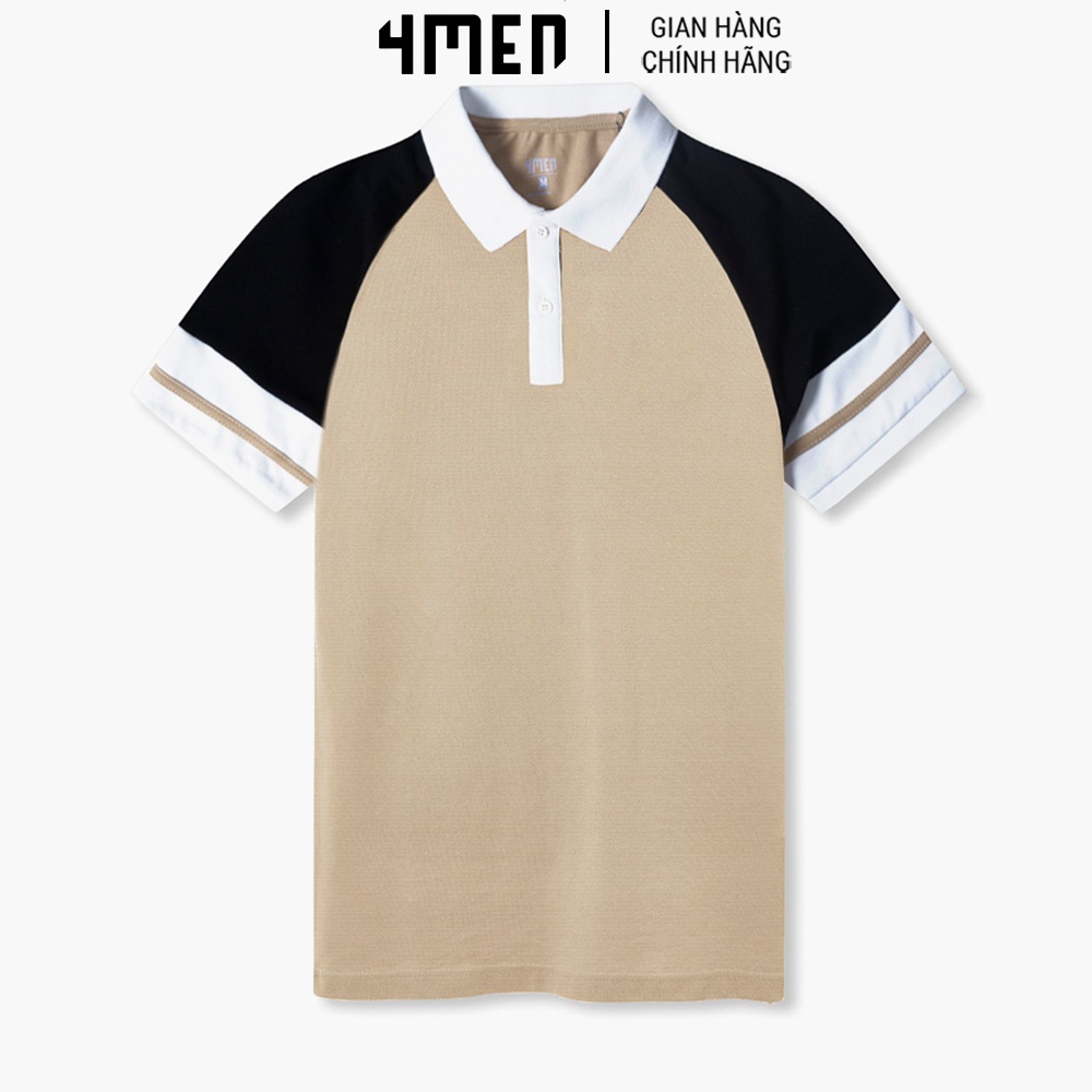 Áo polo nam trơn đẹp 4MEN PO063 phối tay nhiều màu sắc trẻ trung, cổ trụ, form suông, chính hãng hàng hiệu giá rẻ