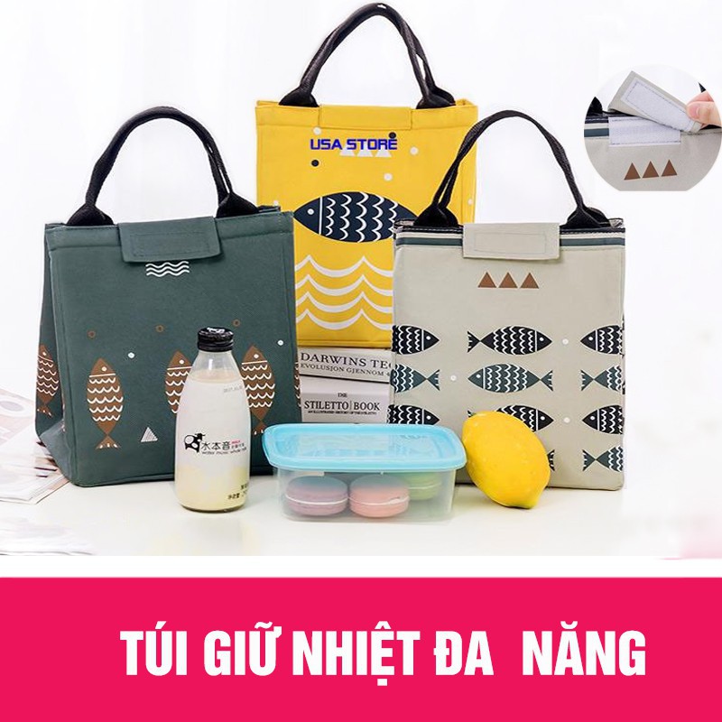 ⚡️TẶNG MÓC TREO⚡️ Túi giữ nhiệt kiểu Nhật hình cá (20x17x23 cm) đa năng