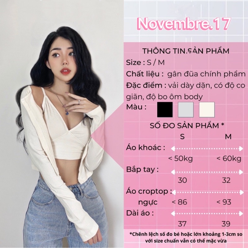 SET ÁO CROPTOP 2 DÂY KÈM CARDIGAN