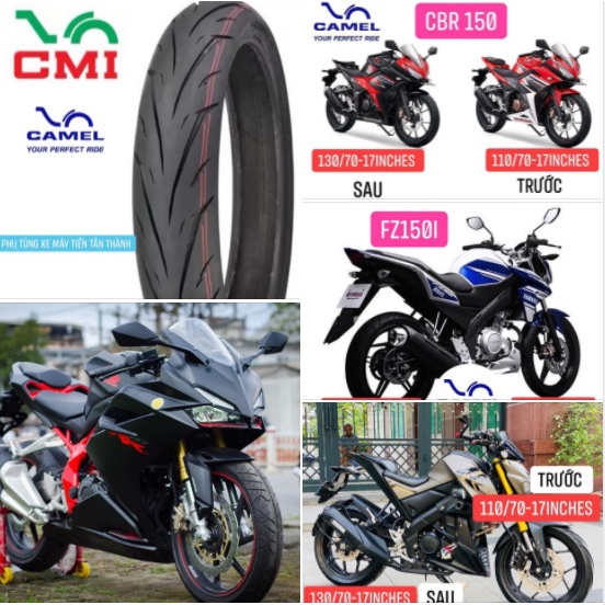 VỎ LỐP YAMAHA FZ150 / M-SLAZ / TFX / CBR150 (110/80-17 &amp; 130/70-17) CMI_561 cameltire_fast