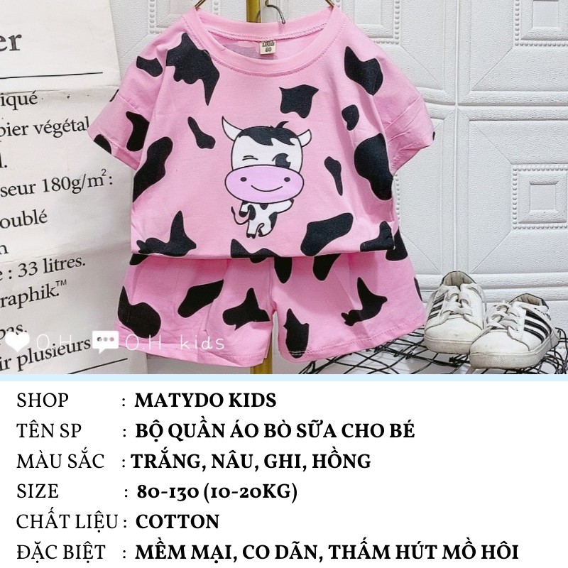 Bộ quần áo trẻ em cotton MATYDO mềm mịn cho bé hình bò sữa đáng yêu BS