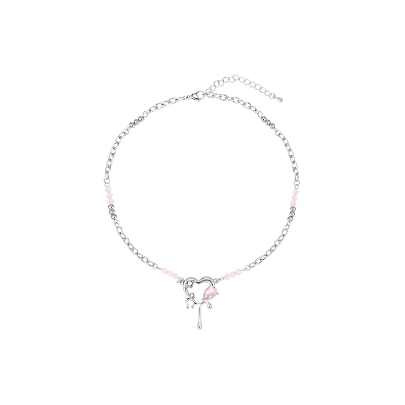 Vòng cổ Chuỗi Hạt Màu Hồng Phong Cách Harajuku Sang Trọng Chất Lượng Cao