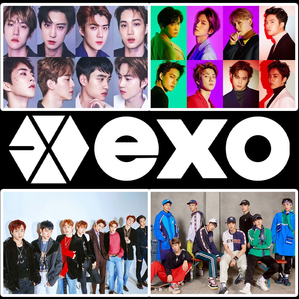 Poster A3 bóc dán nhóm nhạc EXO trang trí phòng ngủ góc học tập phụ kiện shop HM Decor