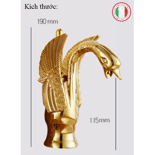 Vòi Lavabo Tân cổ điển siêu xịn ITALIA hình Thiên Nga (Chân thấp) + Đôi dây cấp