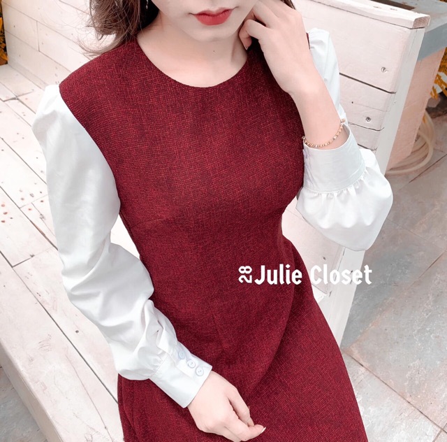 SIÊU XINH ĐẦM ĐỎ PHỐI TAY TRẮNG BAO ĐẸP | BigBuy360 - bigbuy360.vn