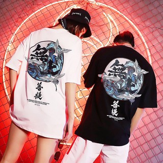 Áo thun nam nữ form rộng unisex SÓNG CÁ MẬP tay ngắn, tay lỡ freesize hàn quốc chất, cá tính thoáng mát