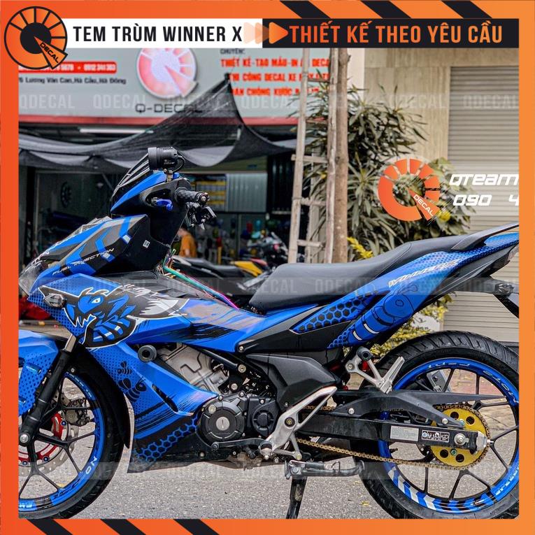 Tem trùm Winner X decal 3 lớp phong cách Ong chăm chỉ tông Xanh Đen thiết kế theo yêu cầu