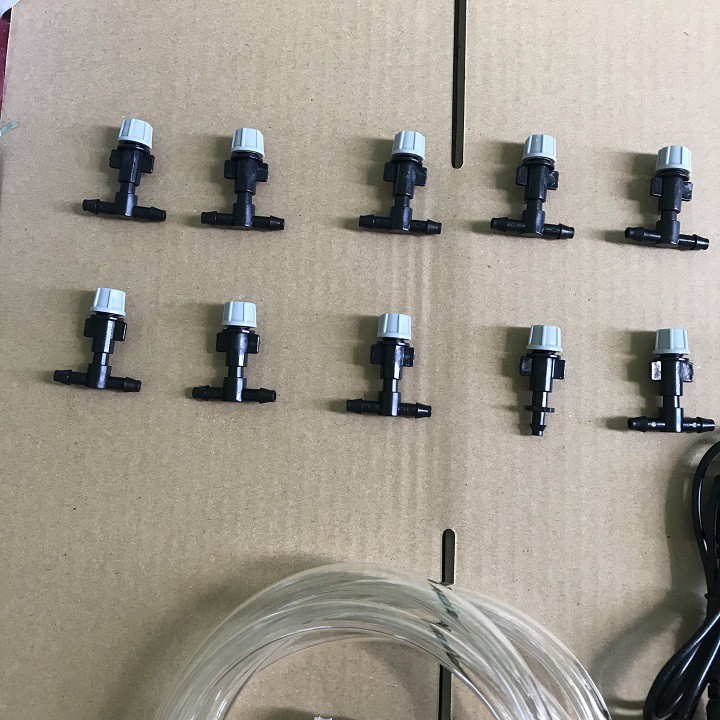 Bộ phun sương làm mát, tưới cây, tưới lan 10 béc + nguồn 12v5a + 10m dây