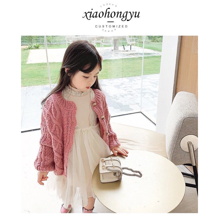 Áo Khoác Cardigan Len Dày Dặn Phong Cách Retro Thời Trang Xuân Thu 2022 Dành Cho Bé Gái