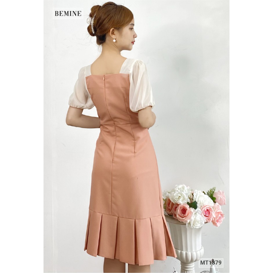 Đầm cổ vuông đuôi cá tay phối trắng BEMINE MT1879DA | BigBuy360 - bigbuy360.vn