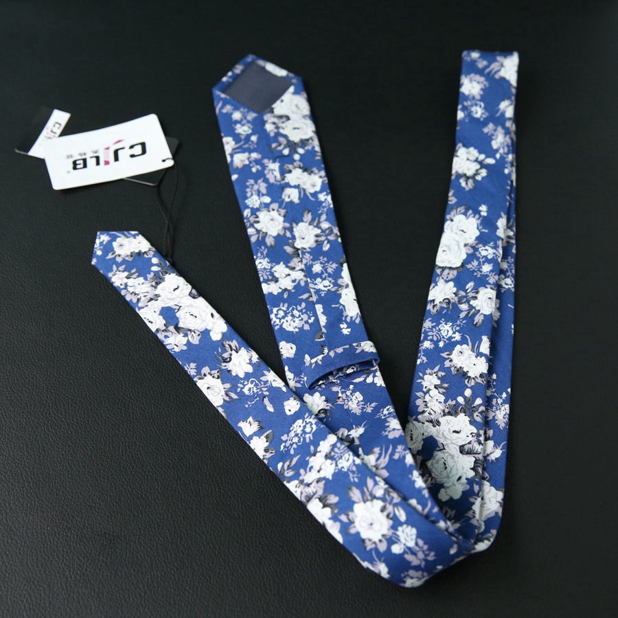 Cà vạt EFAN cotton họa tiết hoa thời trang rộng 6cm dành cho nam