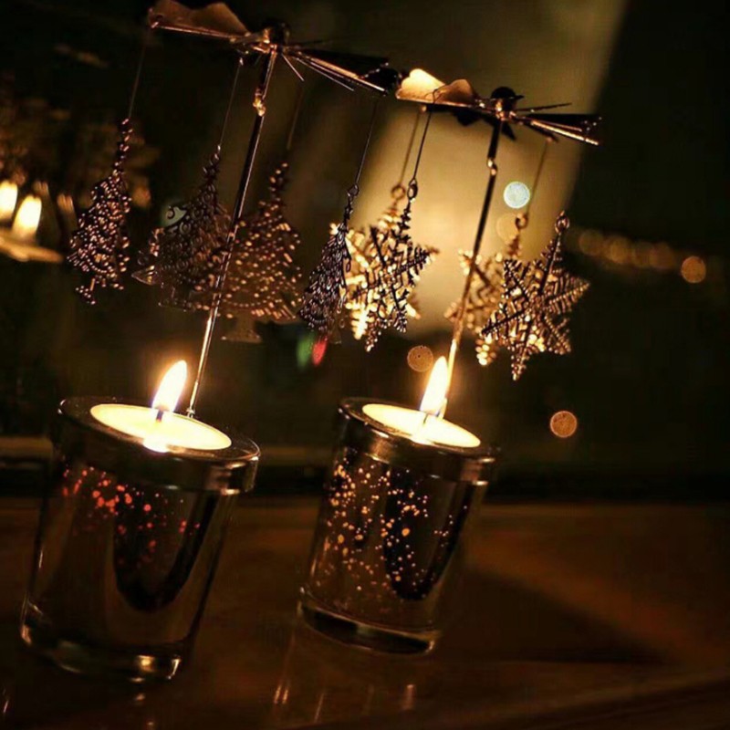 Đế nến xoay vòng tròn giữ đèn trang trí cây thông Giáng Sinh