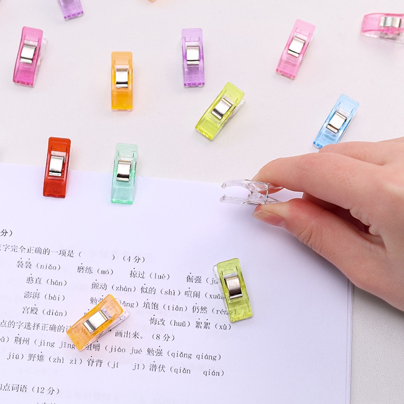 Set 10 Kẹp Tài Liệu Bằng Acrylic Trong Suốt Màu Kẹo