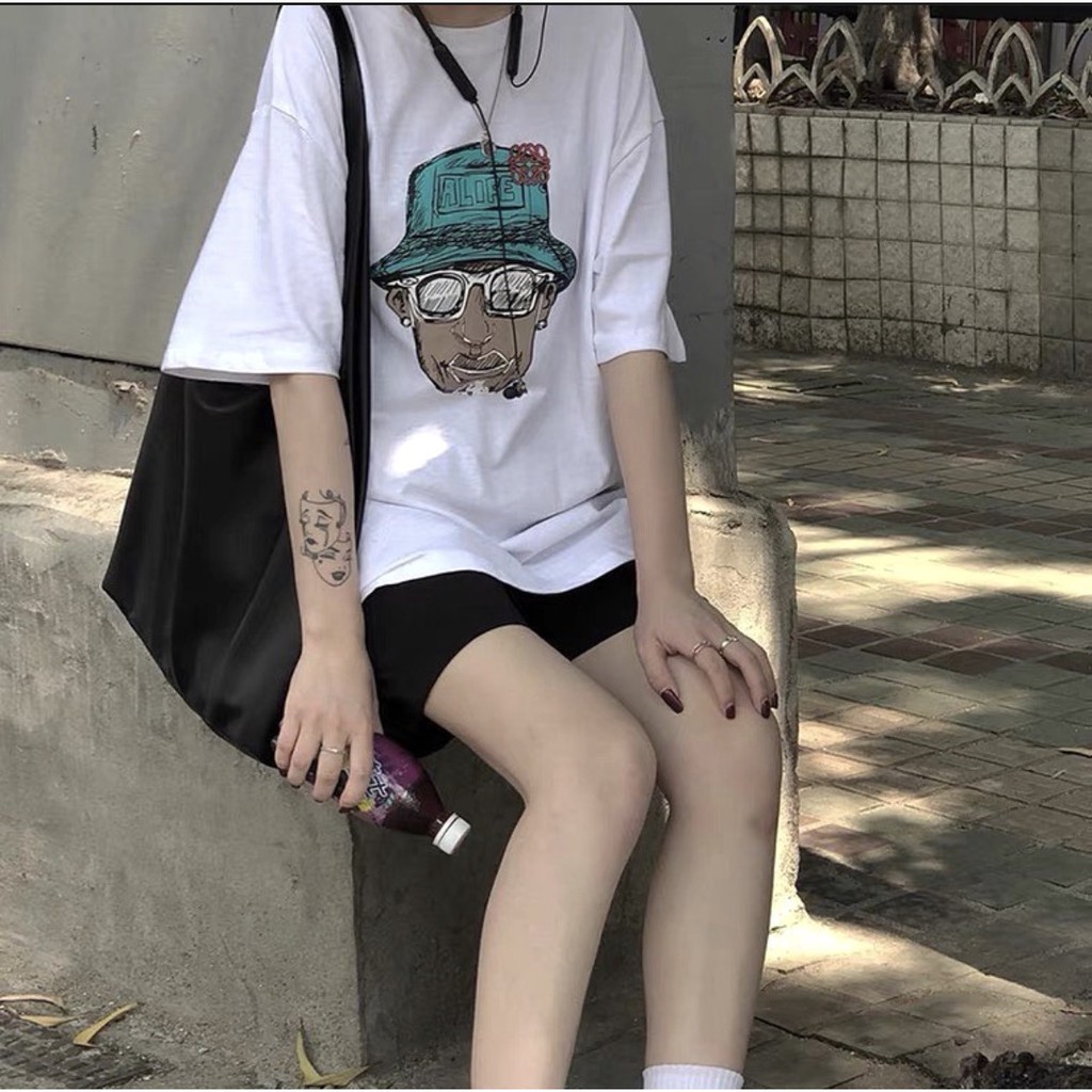 Set Cộc Đùi Alife PEONYB Nữ [FREESHIP] 🌸 Bộ đồ quần short đen áo thun tay lỡ form rộng, phông màu trắng Ulzzang HOT 🌸 | BigBuy360 - bigbuy360.vn