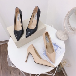 Giày cao gót jimmy choo da bóng gót nhọn spsl fullbox bill túi giấy
