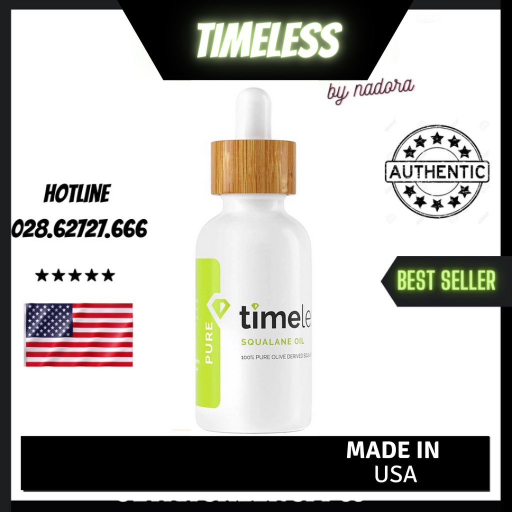 Dầu Dưỡng Hồi Phục Da Timeless 100% Pure Squalane Oil (30ml)