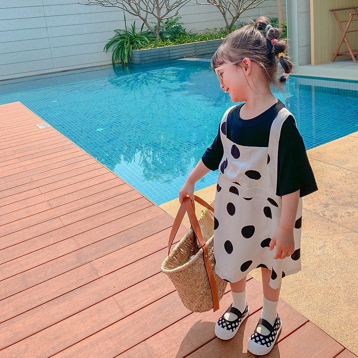 Đầm Giả Hai Lớp Phong Cách Hàn Quốc Cho Bé Gái