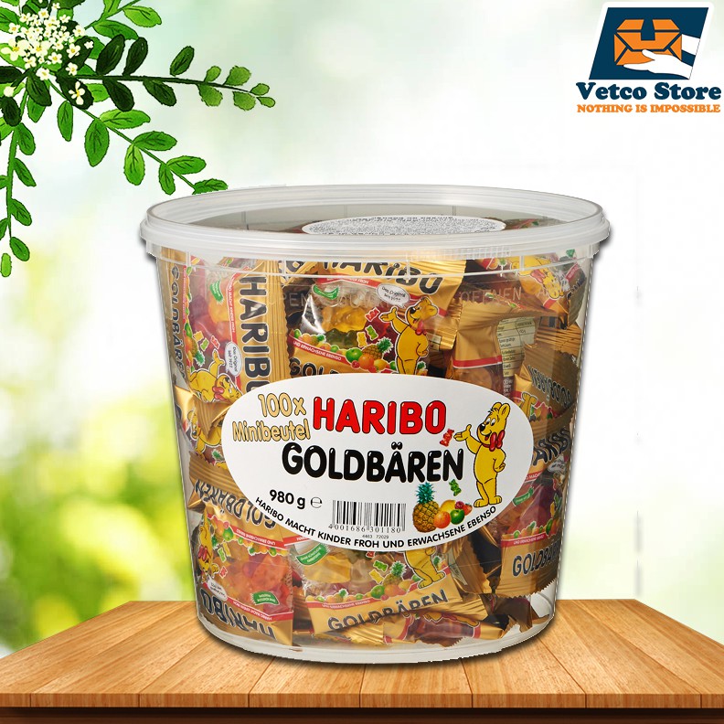 Kẹo Dẻo Hình Gấu Haribo Goldbears Hộp 100 Gói nhỏ