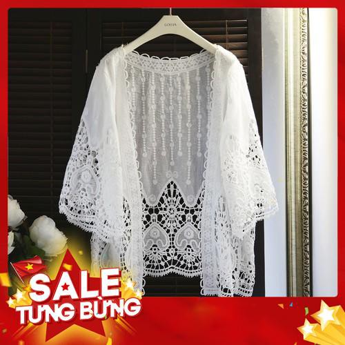 Áo khoác Cardigan dệt kim phối ren đi biển -Hàng nhập khẩu