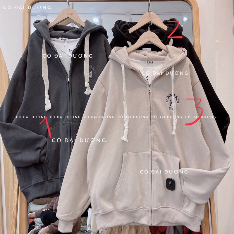 áo khoác nỉ chữ M lót nhung kéo khoá