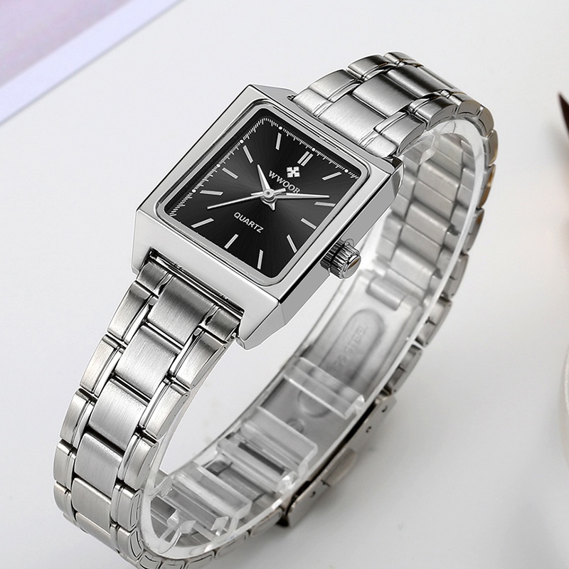 Wwoor Đồng Hồ Đeo Tay Mặt Vuông Nhỏ Màu Đen Thời Trang Cho Nữ xfcs montre femme-8850