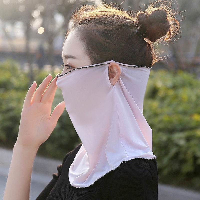 Factory direct sale ice silk mask summer sunscreen artifact sunshade full face mask riding outdoor silk scarf bib women